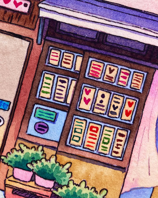 Cloudberry Bookshop - Original storefront watercolor painting