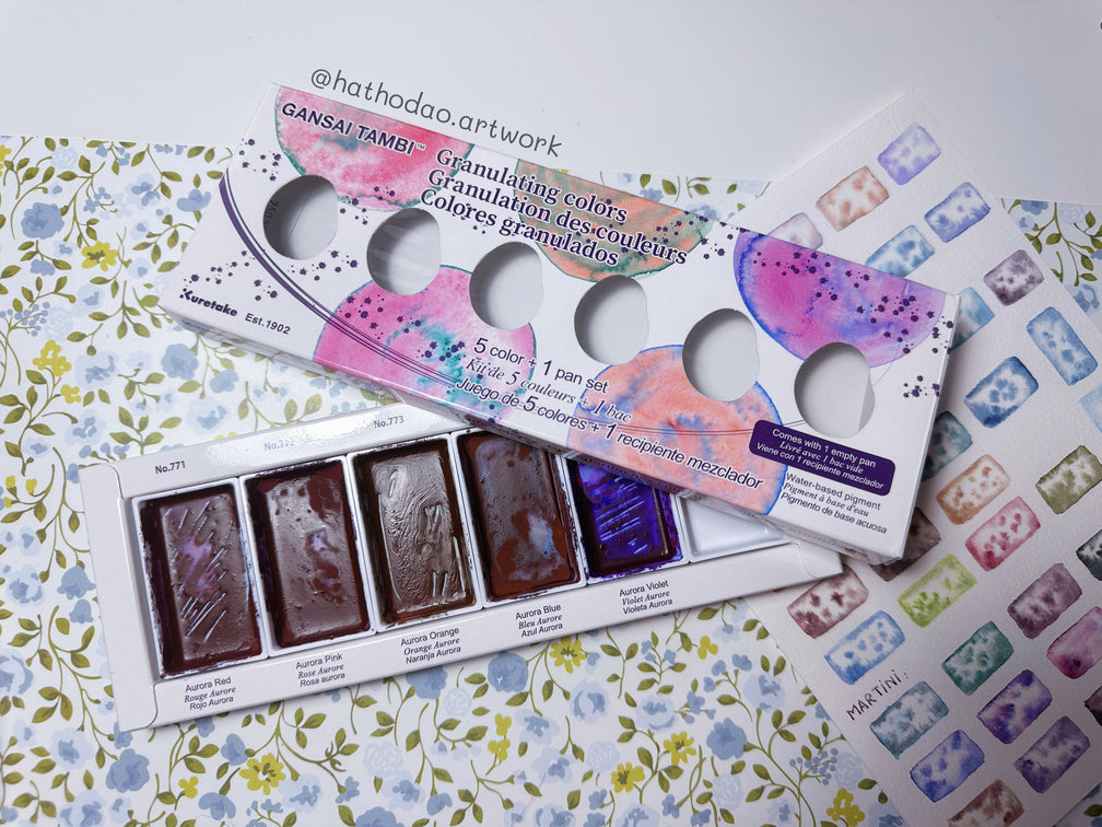Kuretake Gansai Tambi Granulating Colors Set 1 “Aurora” Review: My House Portrait + Urban Sketch Experience