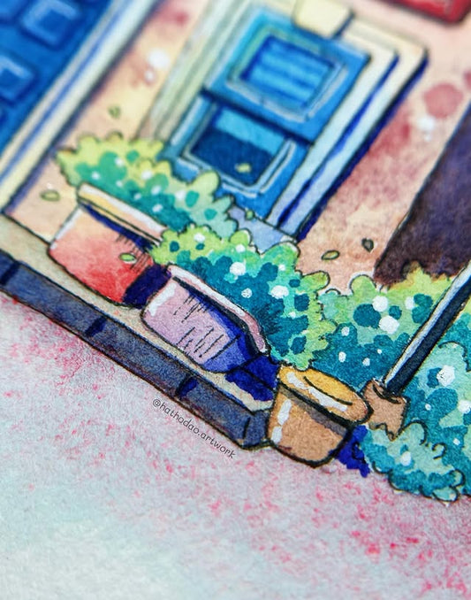Cotswolds Distillery Corner - Original Watercolor Shop Illustration