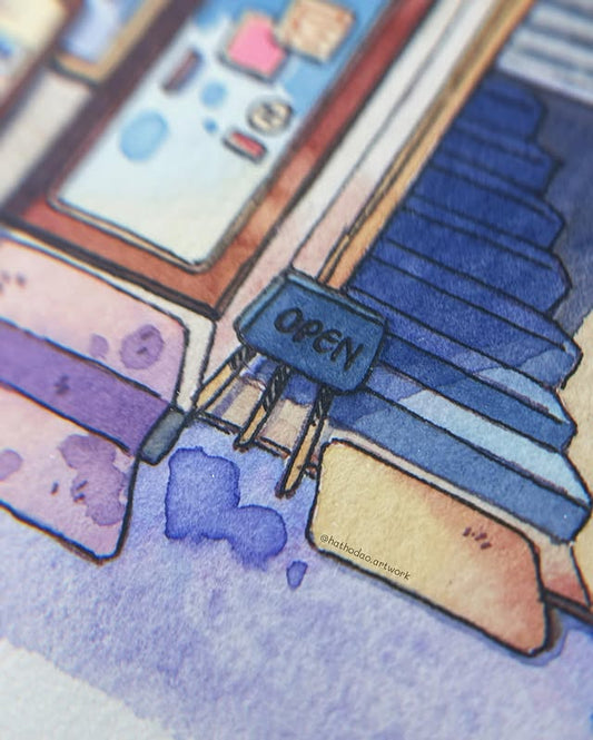 Fishy Fishy, Open Today - Original Watercolor Shop Illustration