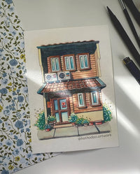 Windows Full of Light - Original Watercolor Shop Illustration