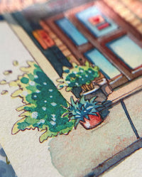 Windows Full of Light - Original Watercolor Shop Illustration