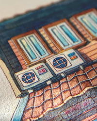 Windows Full of Light - Original Watercolor Shop Illustration
