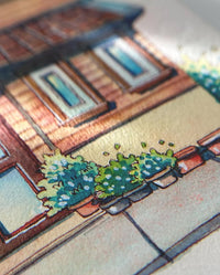 Windows Full of Light - Original Watercolor Shop Illustration