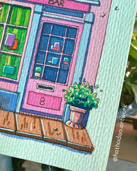 Wheelers Oyster Bar - Original Pink Shopfront Watercolor