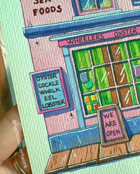 Wheelers Oyster Bar - Original Pink Shopfront Watercolor