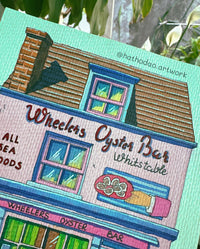 Wheelers Oyster Bar - Original Pink Shopfront Watercolor