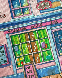 Wheelers Oyster Bar - Original Pink Shopfront Watercolor
