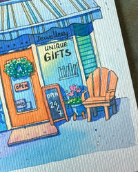 So Many Books, So Little Time - Original Watercolor Shop Illustration