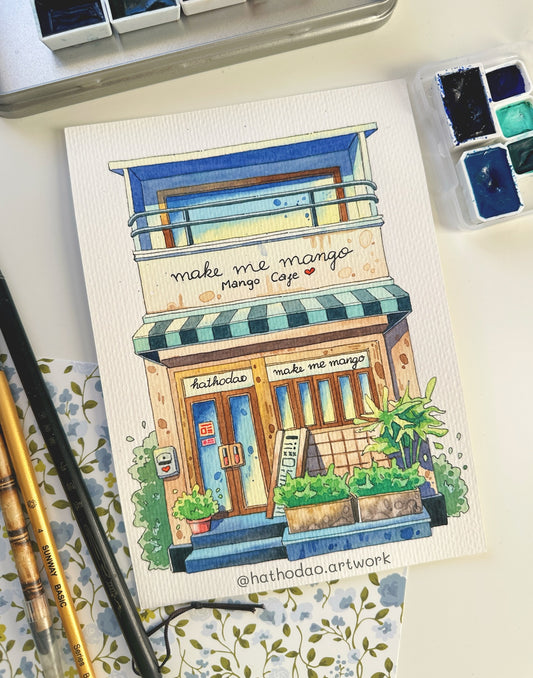 "Make Me Mango" Cafe - Original Watercolor Shop Illustration