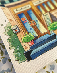 "Make Me Mango" Cafe - Original Watercolor Shop Illustration