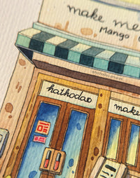 "Make Me Mango" Cafe - Original Watercolor Shop Illustration