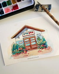 Korean Noodle Shop Watercolor - Family by Choice Drama Location