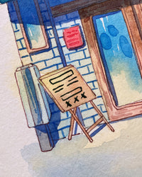 Yamamoto Fish Shop - Original Whimsical Watercolor
