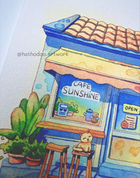 Cafe Sunshine No. 116  - Original Cafe Sunshine Watercolor Illustration
