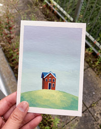Little House on a Quiet Hill - Watercolor Storefront Illustration