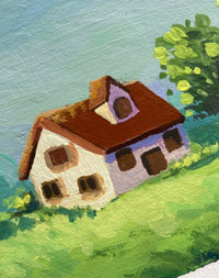 A House Between Greens - Watercolor Storefront Illustration