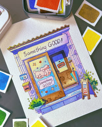 "Something Good!" Shop - Cute Watercolor Storefront Illustration