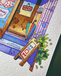 "Something Good!" Shop - Cute Watercolor Storefront Illustration