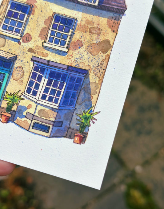 Rustic Stone Cottage – Original Watercolor Painting