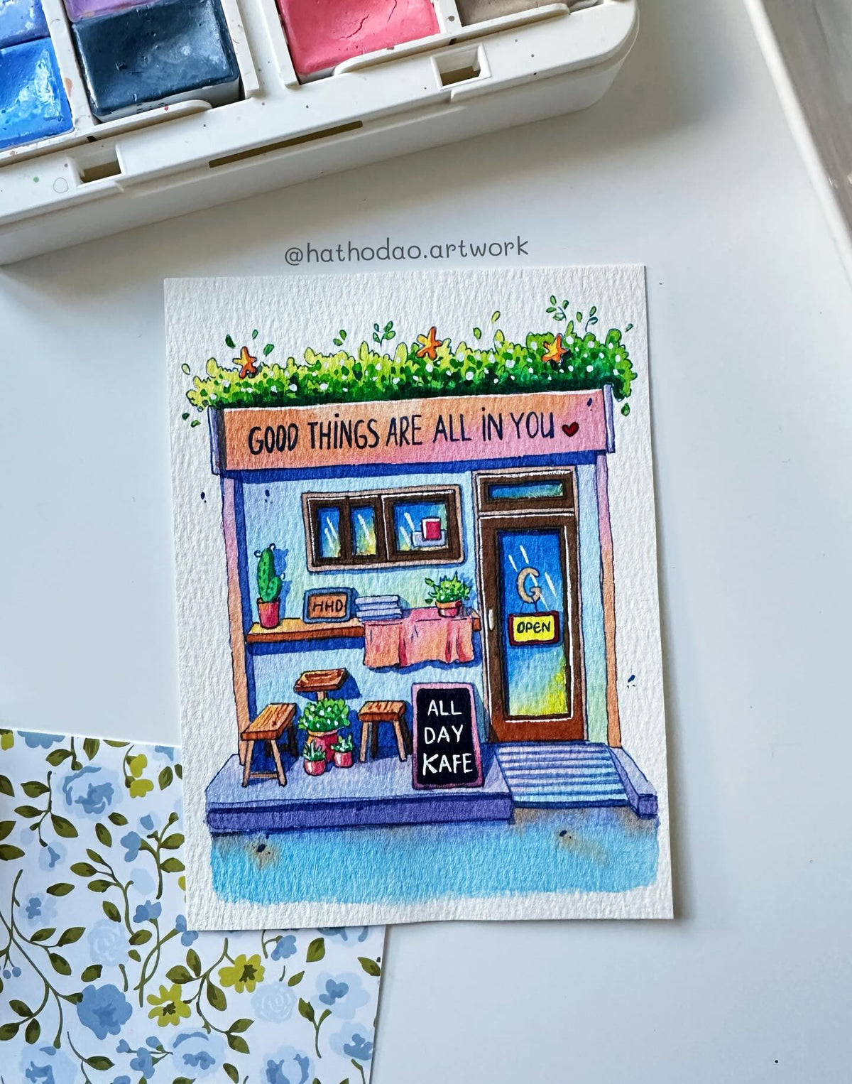 All Day Kafe – Original Watercolor Painting