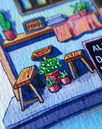 All Day Kafe – Original Watercolor Painting