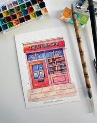 The Second Shelf - Hand-painted bookstore illustration
