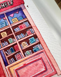The Second Shelf - Hand-painted bookstore illustration