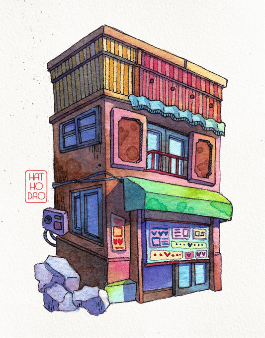 [Printable]_Corner Shop, Little Balcony