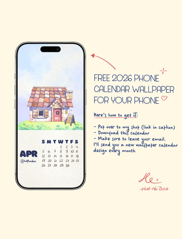 Calendar 2026 by Hat Ho Dao [Phone wallpaper] - April