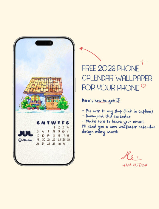 Calendar 2026 by Hat Ho Dao [Phone wallpaper] - July