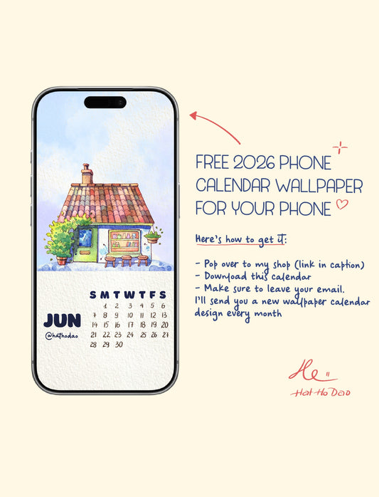Calendar 2026 by Hat Ho Dao [Phone wallpaper] - June