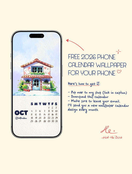 Calendar 2026 by Hat Ho Dao [Phone wallpaper] - October
