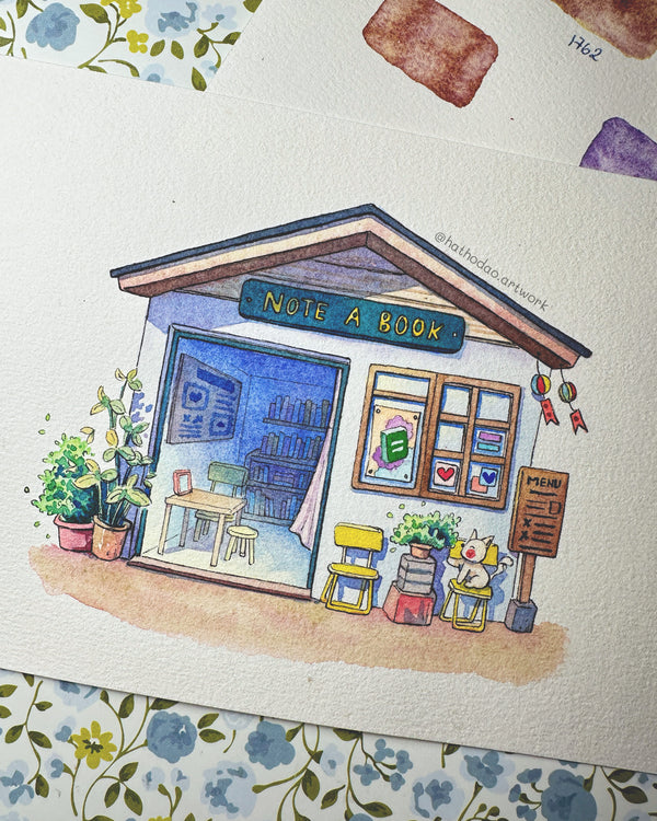 Line art for Note A Book storefront (#2)