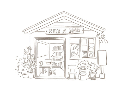 Line art for Note A Book storefront (#2)
