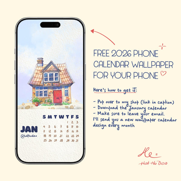 Calendar 2026 by Hat Ho Dao [Phone wallpaper] - January