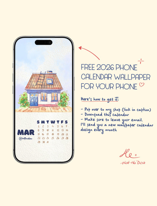 Calendar 2026 by Hat Ho Dao [Phone wallpaper] - March