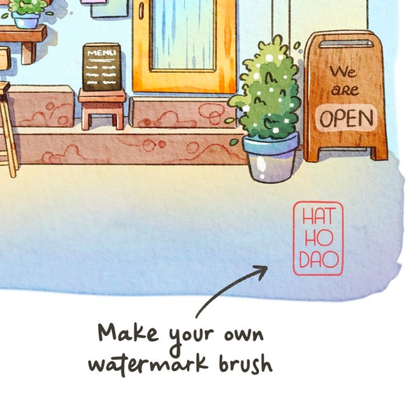 Watermark Sample Brush by Hat Ho Dao (Procreate)